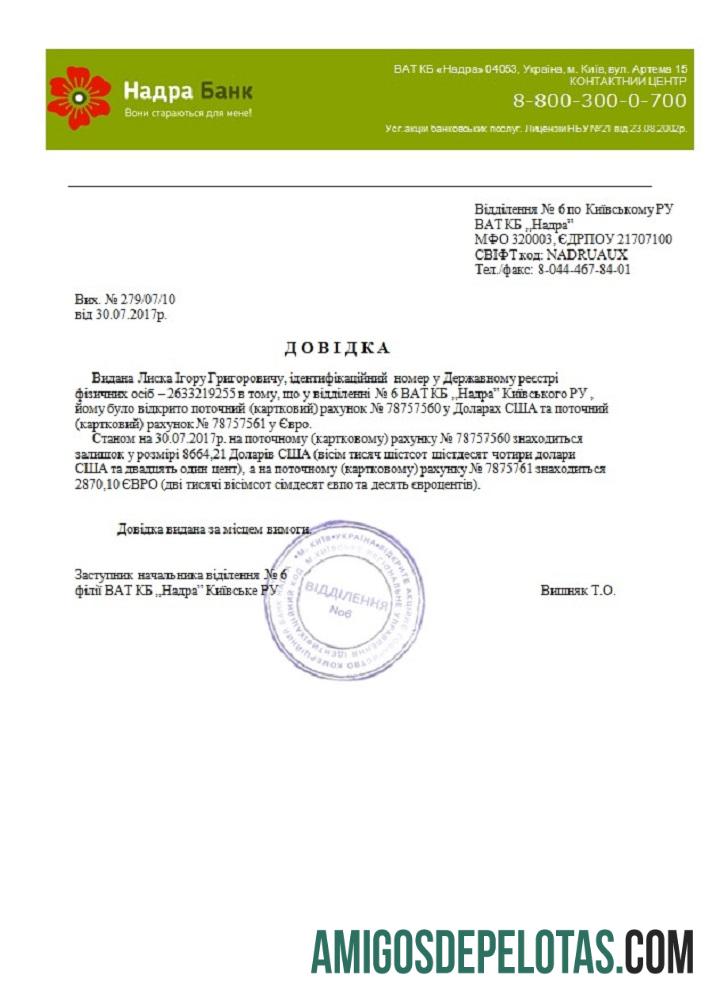 Referência do Banco Ucraniano Nadra baixar para verificação